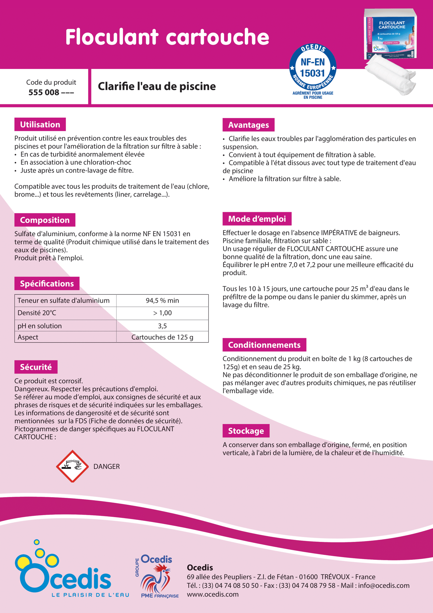 FLOCULANT CARTOUCHE - Fraville