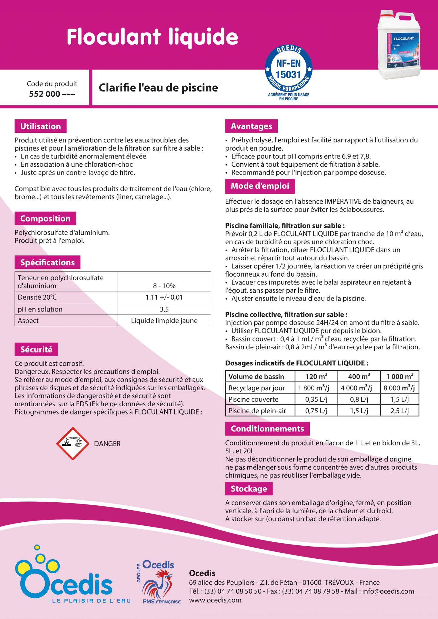FLOCULANT LIQUIDE – 1L - Fraville