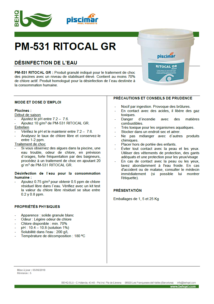 KIT SOS EAU VERTE / OUVERTURE PISCINE - Fraville