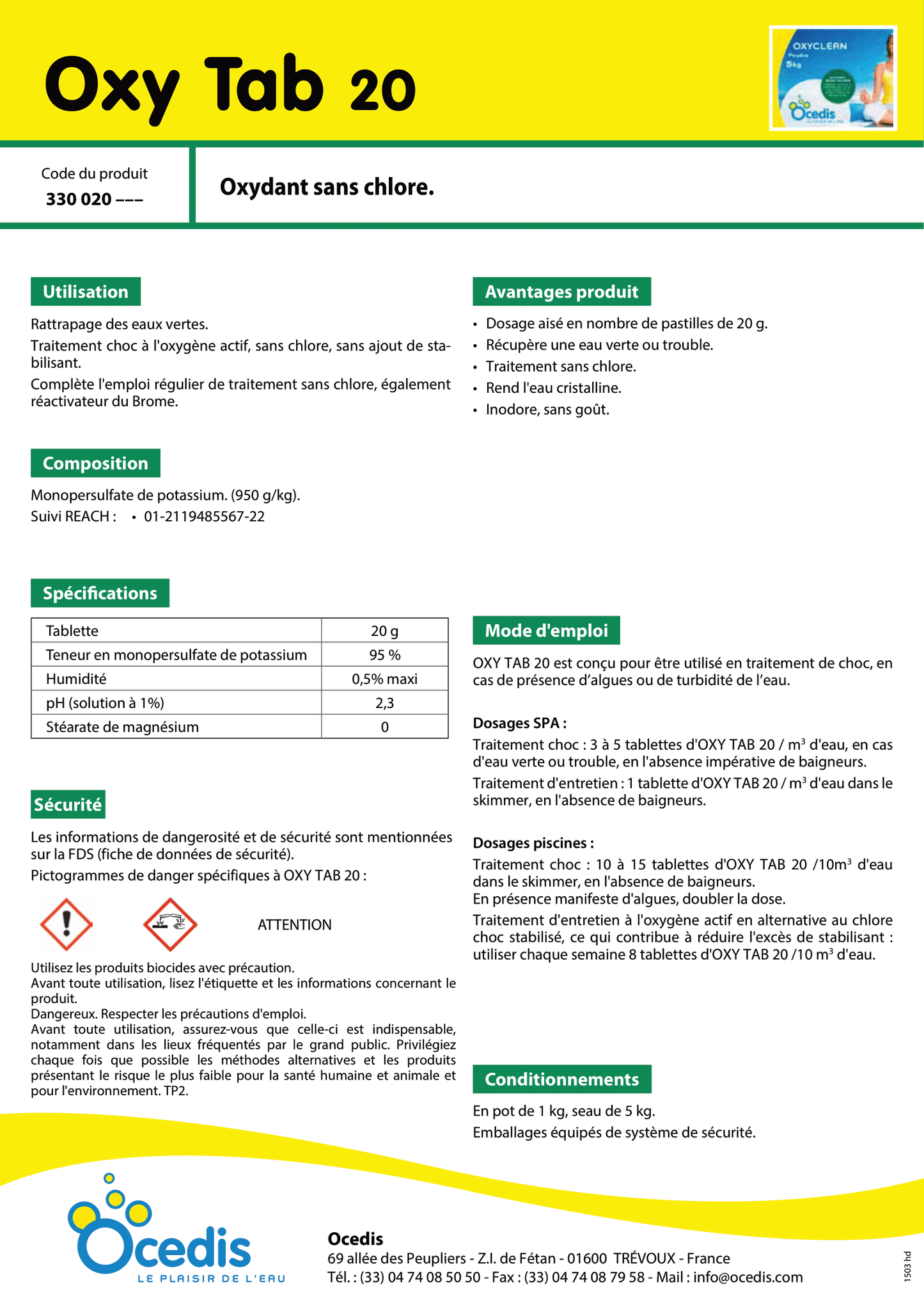 SPA OXY TAB – 1KG - Fraville